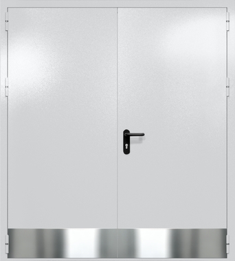 Двупольная глухая дверь ei-60 с отбойниками (цвет светло-серый RAL 7047)