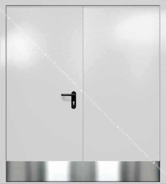 Двупольная глухая дверь ei-60 с отбойниками (цвет светло-серый RAL 7047)