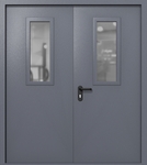 Двупольная дверь ei-60 со стеклами 700x300 (цвет темно-серый RAL 7015)