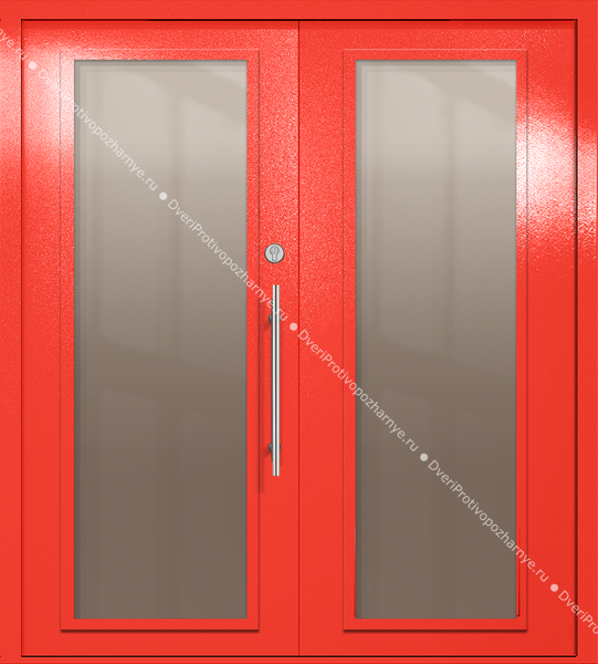 Двупольная техническая дверь с максимальными стеклами (цвет красный RAL 3020)