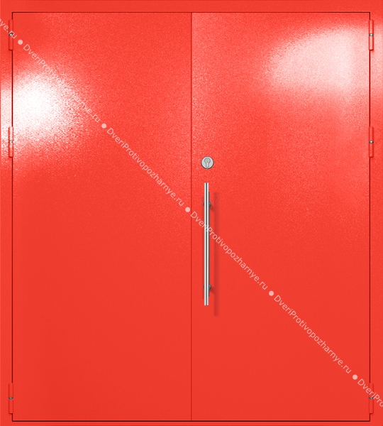 Двупольная глухая техническая дверь (цвет красный RAL 3020) Двупольная глухая техническая дверь (цвет красный RAL 3020)