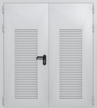 Двупольная глухая техническая дверь с вентиляцией (цвет светло-серый RAL 7047)