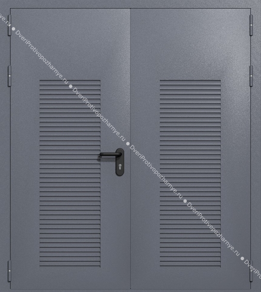 Двупольная глухая техническая дверь с вентиляцией (цвет темно-серый RAL 7015)