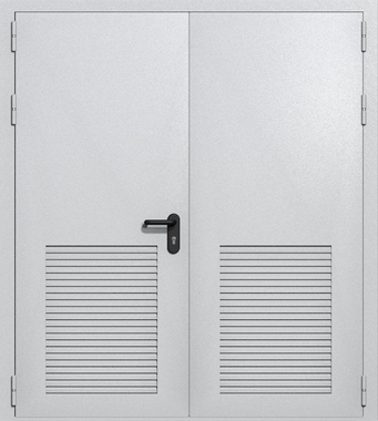 Двупольная глухая техническая дверь с вентиляцией (цвет светло-серый RAL 7047)