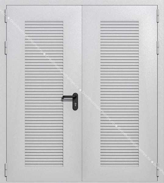 Двупольная глухая техническая дверь с вентиляцией (цвет светло-серый RAL 7047)