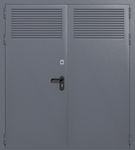 Двупольная глухая техническая дверь с вентиляцией (цвет темно-серый RAL 7015)