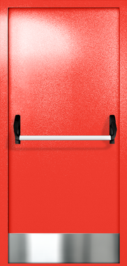 Однопольная глухая дверь ei-60 с отбойником и ручкой «антипаника» (цвет красный RAL 3020)