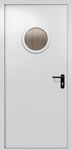 Однопольная дверь ei-60 с круглым стеклом (цвет светло-серый RAL 7047)