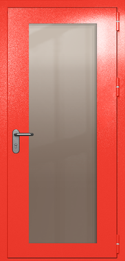 Однопольная дверь eiw-60 с максимальным стеклом и ручкой «антипаника» (цвет красный RAL 3020)