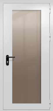 Однопольная дверь eiw-60 с максимальным стеклом и ручкой «антипаника» (цвет светло-серый RAL 7047)