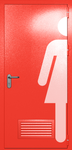 Однопольная глухая дверь ei-60 с обозначением санузла и вентиляцией (цвет красный RAL 3020)