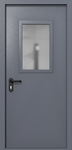 Однопольная дверь ei-60 со стеклом 600x400 (цвет темно-серый RAL 7015)