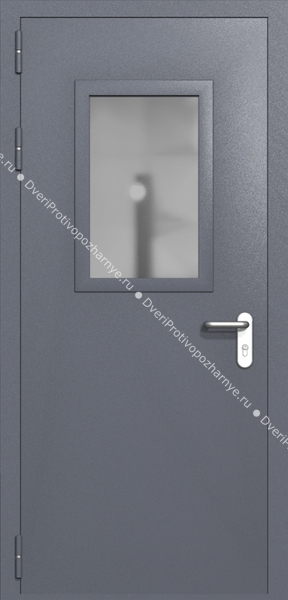 Однопольная дверь ei-60 со стеклом 600x400 и ручками хром (цвет темно-серый RAL 7015) Однопольная дверь ei-60 со стеклом 600x400 и ручками хром (цвет темно-серый RAL 7015)