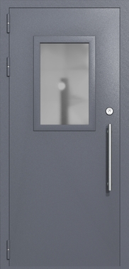 Однопольная техническая дверь со стеклом 600x400 (цвет темно-серый RAL 7015)