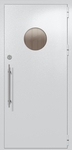 Однопольная техническая дверь с круглым стеклом (цвет светло-серый RAL 7047)