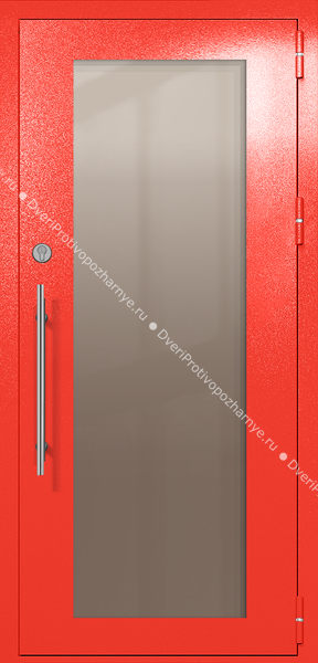 Однопольная техническая дверь с максимальным стеклом (цвет красный RAL 3020)