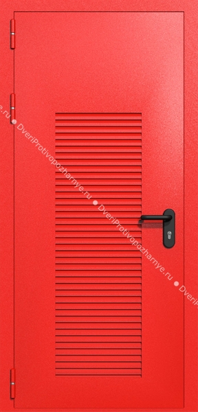 Однопольная глухая техническая дверь с вентиляцией (цвет красный RAL 3020)