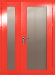 Полуторапольная дверь eiw-60 с максимальными стеклами (цвет красный RAL 3020)