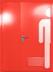 Полуторапольная глухая дверь ei-60 с обозначением санузла и вентиляцией (цвет красный RAL 3020)