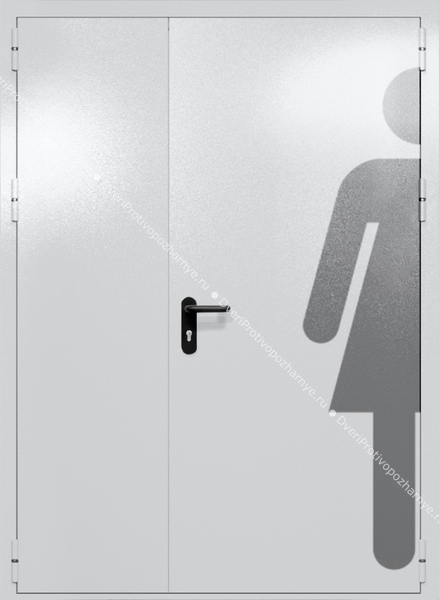 Полуторапольная глухая дверь ei-60 с обозначением санузла (цвет светло-серый RAL 7047)