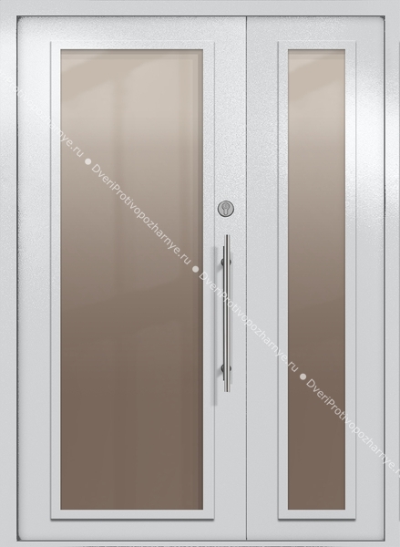 Полуторапольная техническая дверь с максимальными стеклами (цвет светло-серый RAL 7047)