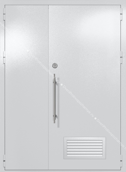 Полуторапольная глухая техническая дверь с вентиляцией (цвет светло-серый RAL 7047)