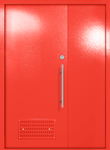 Полуторапольная глухая техническая дверь с вентиляцией (цвет красный RAL 3020)