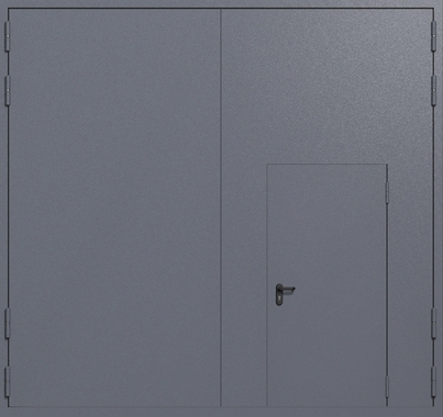 Распашные крупногабаритные ворота ei-60 с калиткой (цвет темно-серый RAL 7015)