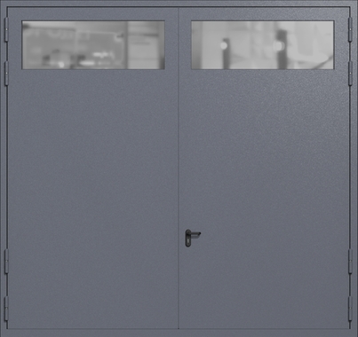Распашные крупногабаритные ворота ei-60 с остеклением (цвет темно-серый RAL 7015)