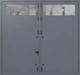 Распашные крупногабаритные ворота ei-60 с остеклением (цвет темно-серый RAL 7015)