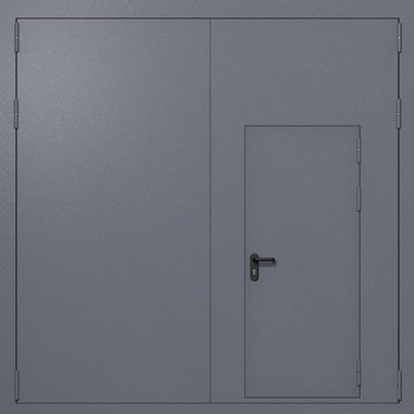 Распашные ворота ei-60 с калиткой (цвет темно-серый RAL 7015)