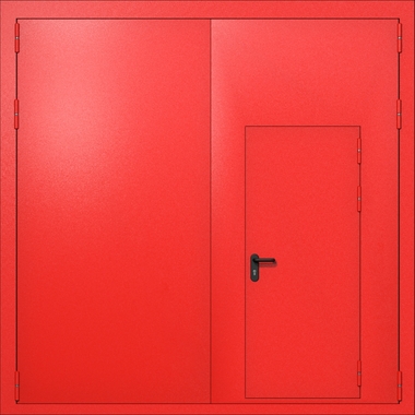 Распашные ворота ei-60 с калиткой (цвет красный RAL 3020)